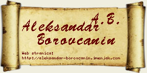 Aleksandar Borovčanin vizit kartica